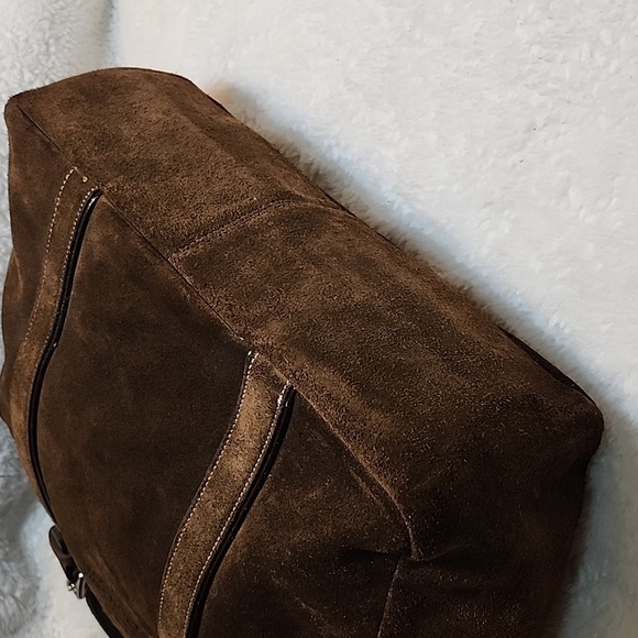 Coach Y2K Chocolate  Hampton Double Strap Suede Tote Brown Expresso Bag - Picture 12 of 16